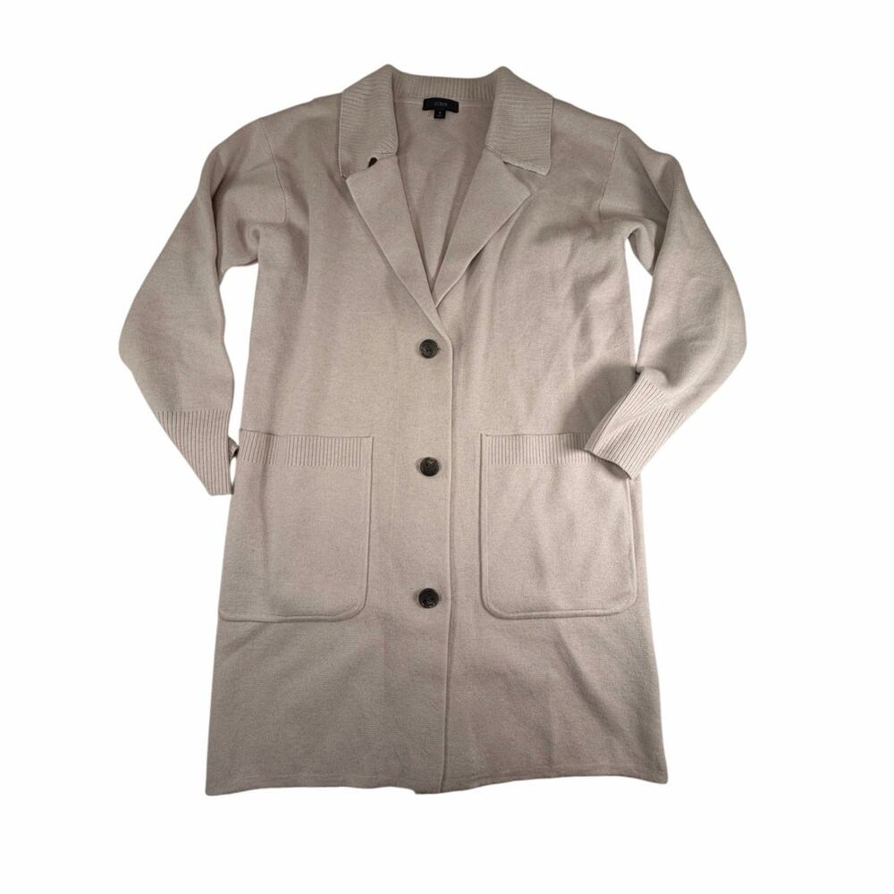 J.Crew Collared Knit Sweater Blazer Coatigan Light Gray Women’s Size Small